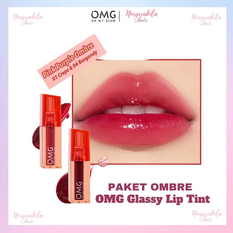 Jual Paket Ombre Glassy Lip Tint OMG Oh My Glam (2pcs) Liptint