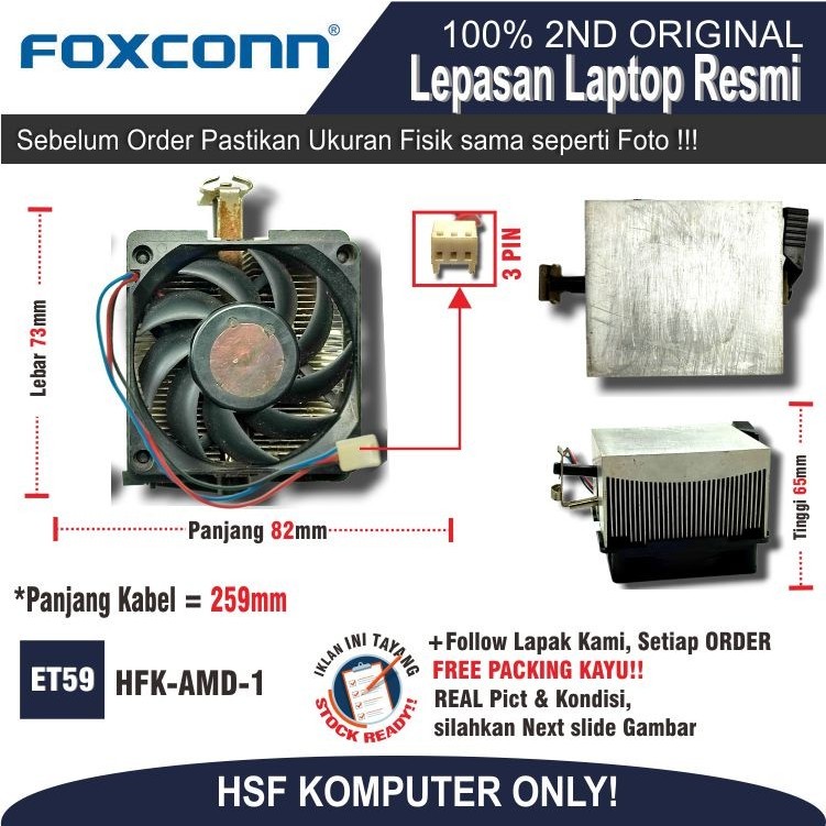 Jual ET59 HFKAMD1 Heatsink Besi Pendingin HSF FAN Kipas Komputer PC