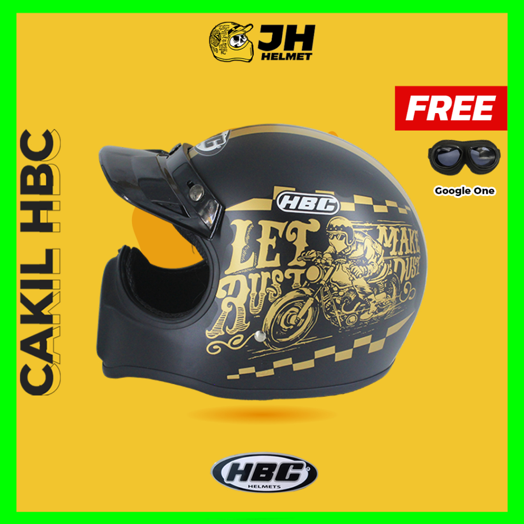 Jual Helm Cakil Hbc Rust Dust Hitam Helm Retro Full Face Jual