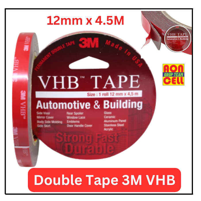 Jual Double Tape 3M VHB 12 mm x 4,5 m ORIGINAL DOUBLE FOAM TAPE