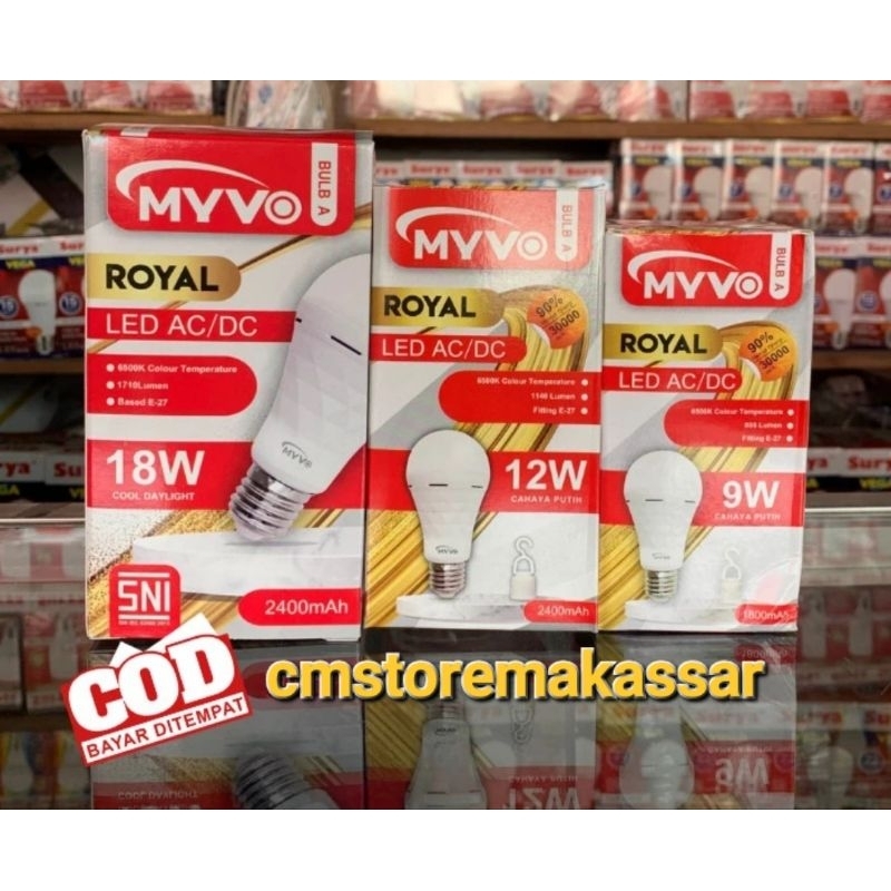 Jual Balon Lampu Cas Emergency Myvo Royal 9W 12W 18W Mengatasi Mati ...