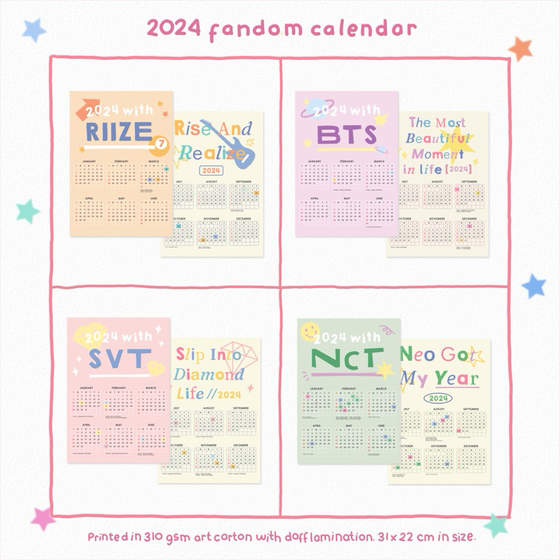 Jual Kalender 2024 Kpop Bangtan Neo Sebong Riize Kpop Calendar