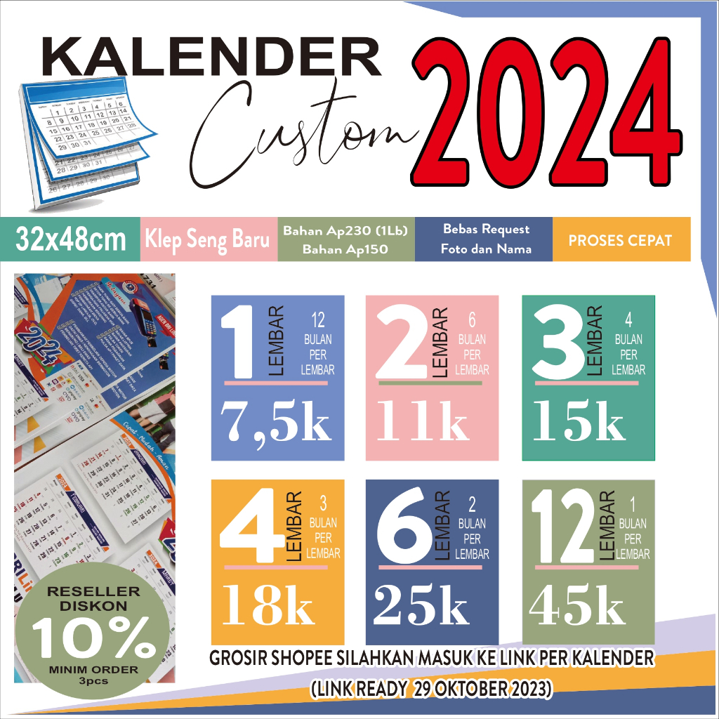 Jual KALENDER DINDING EKSKLUSIF 2024 CUSTOM BEBAS PILIH TEMA DAN FREE ...