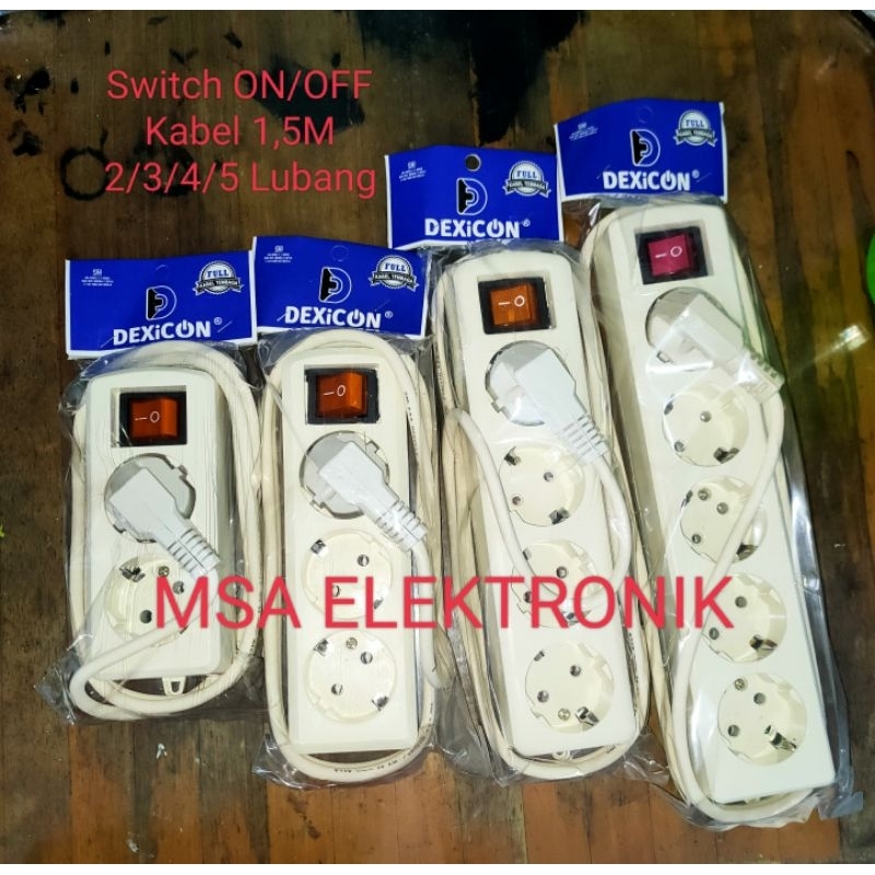 Jual Stop Kontak ON OFF Dexicon 1,5M 3M 5M 2/3/4/5 Lubang | Shopee ...