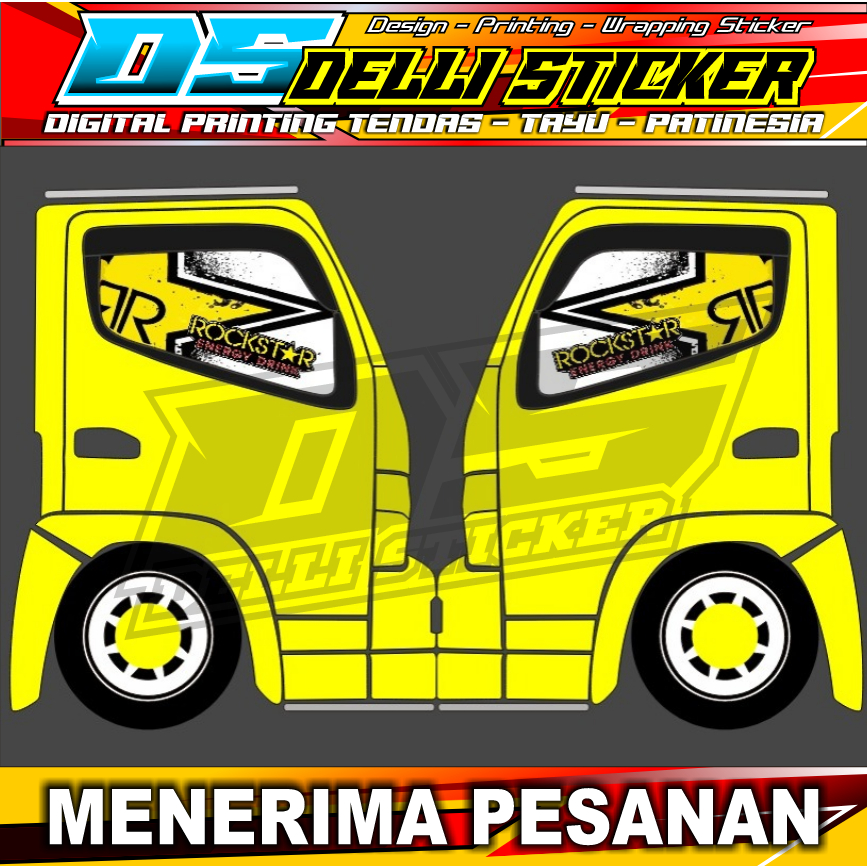 Jual Stiker One Way Tembus Pandang Truk Canter - Model Rock Star