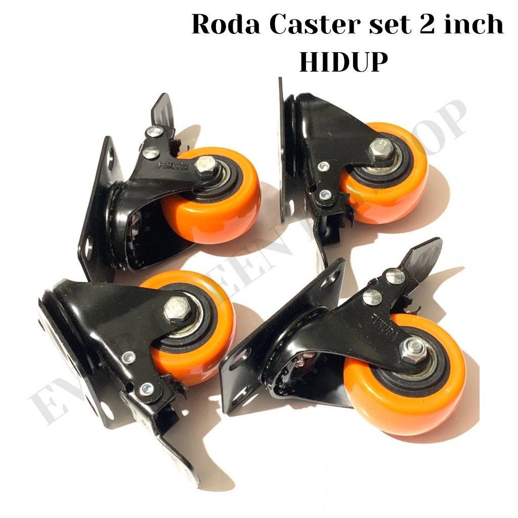 Jual Roda Caster Set Pcs Hidup Dengan Rem Inch Double Bearing Roda Etalase Troly Roda Kastor