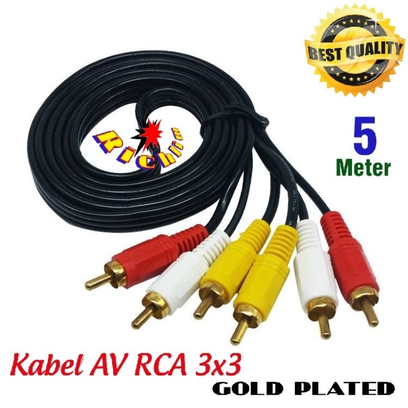 Jual Kabel RCA 3x3 5Meter / Kabel Audio Video / Kabel RCA To RCA ...