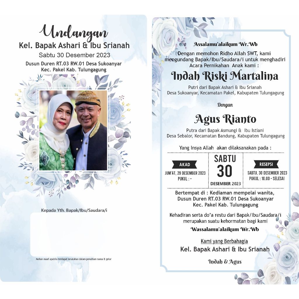 Jual Undangan Pernikahan Orang tua Unduh Mantu Waliamah Khitan