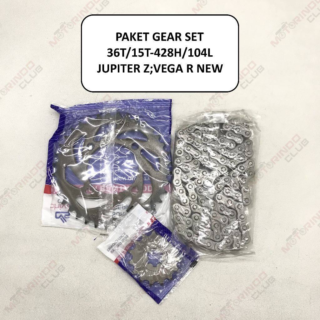 Jual Gear Set JUPITER Z BURHAN / VEGA R NEW ( 36T / 15T / 428H-104L ...