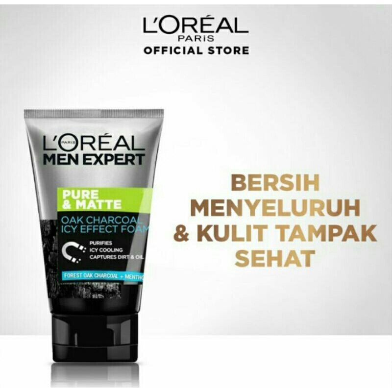 Jual Loreal Paris Men Expert Pure & Mate Charcoal Facial Wash 100 ml Shopee Indonesia