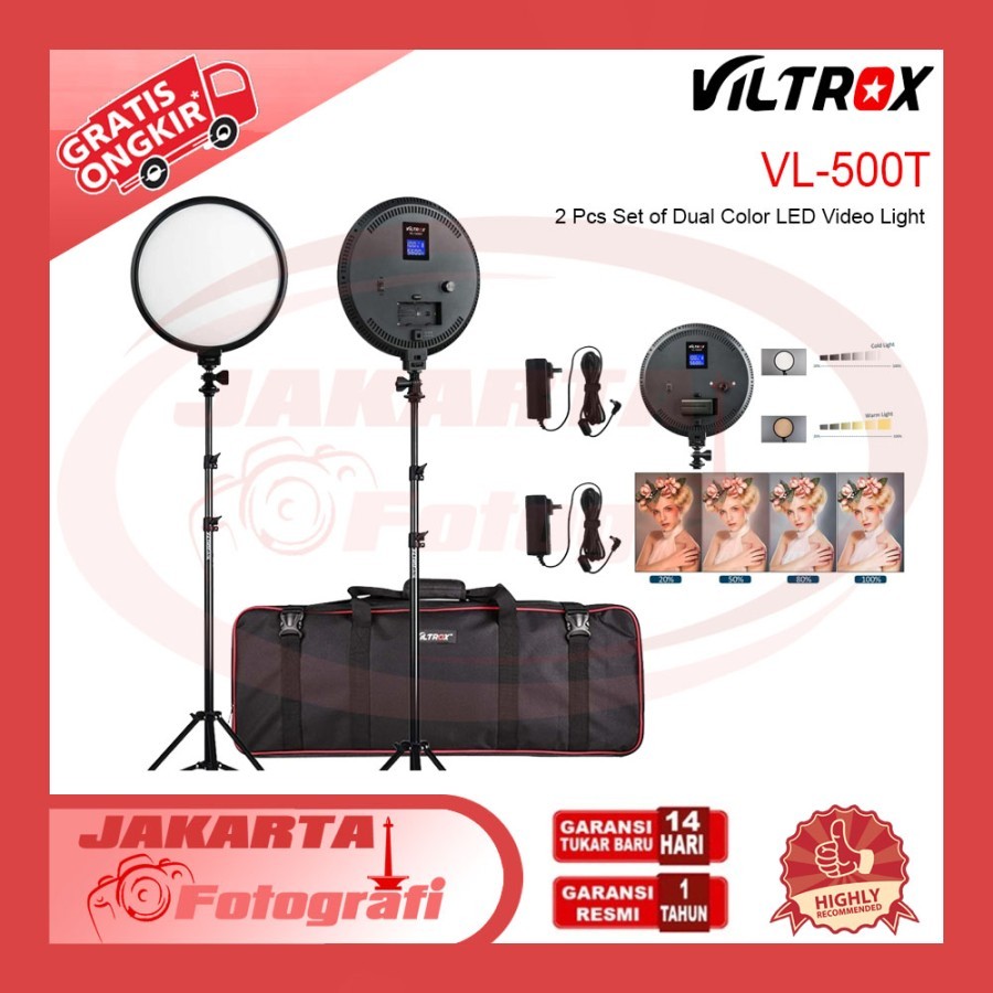 Jual Viltrox VL-500T 2 Pcs Set LED Video Light Bi-Color 3300~5600K ...