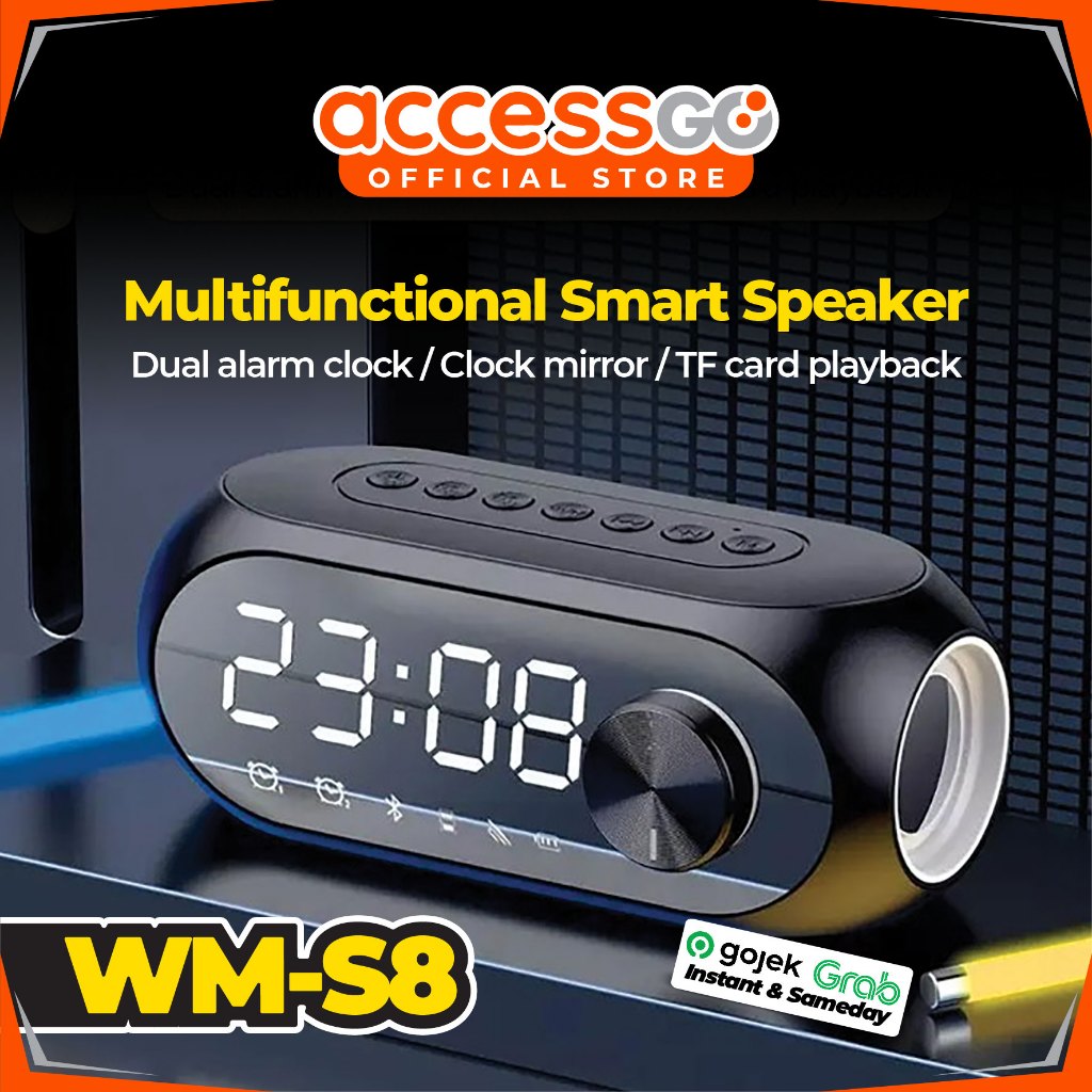 Jual Speaker Bluetooth Jam LED Smart Multifunction WMS8 Alarm Clock