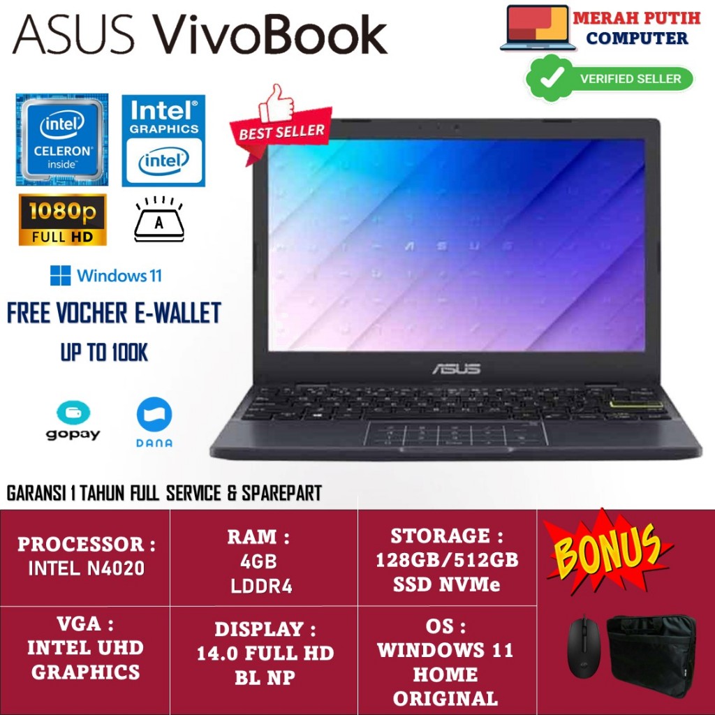 Jual Laptop Slim Asus L410ma Intel Celeron Dualcore N4020 4gb 512gb Ssd 14 Fhd Numberpad 9055
