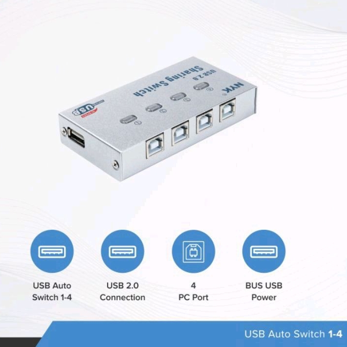 Jual NYK USB Auto Switch 4 port sharing 1 printer 4 pc | Shopee Indonesia