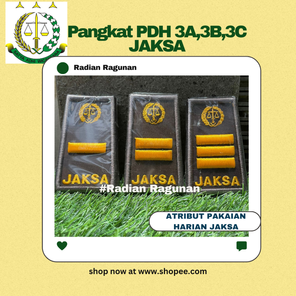 Jual Pangkat PDH (Harian) JAKSA Gol. 3A/3B/3C Kejaksaan RI | Shopee ...