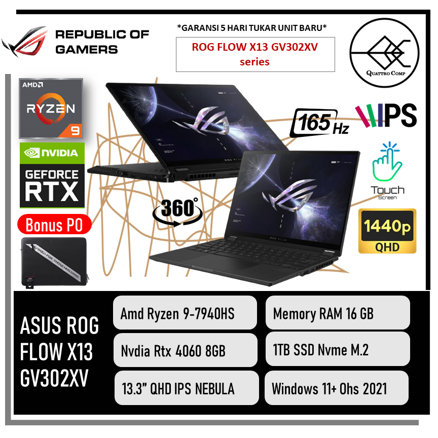 Jual Asus Rog Flow X Gv Xv Touch Ryzen Hs Rtx Gb Gb