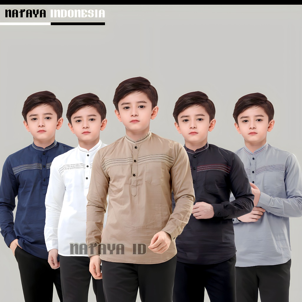 Jual Baju Koko Anak Laki Laki Lengan Panjang Motif Bordir MH | Shopee