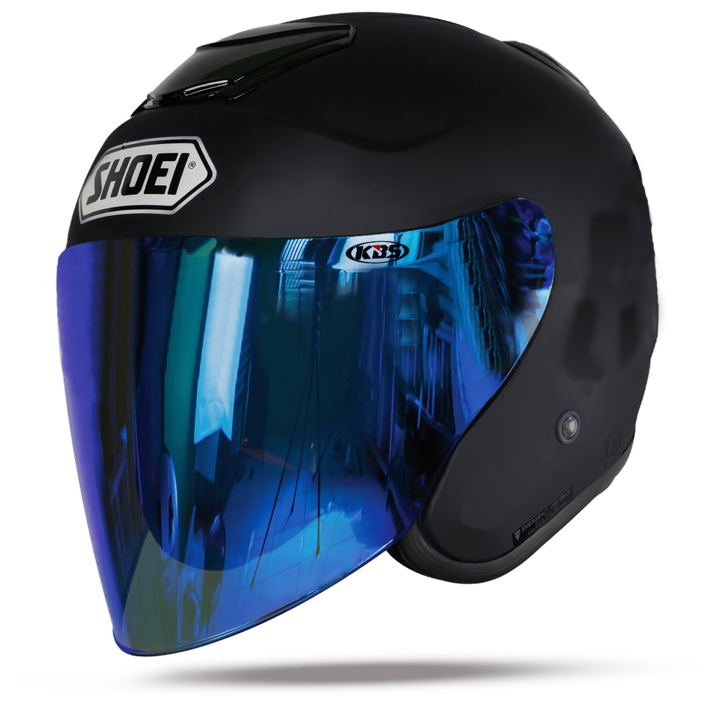 Jual Helm Half Face Dewasa Kbs Kiyoto Solid Premium Visor Blue Hitam