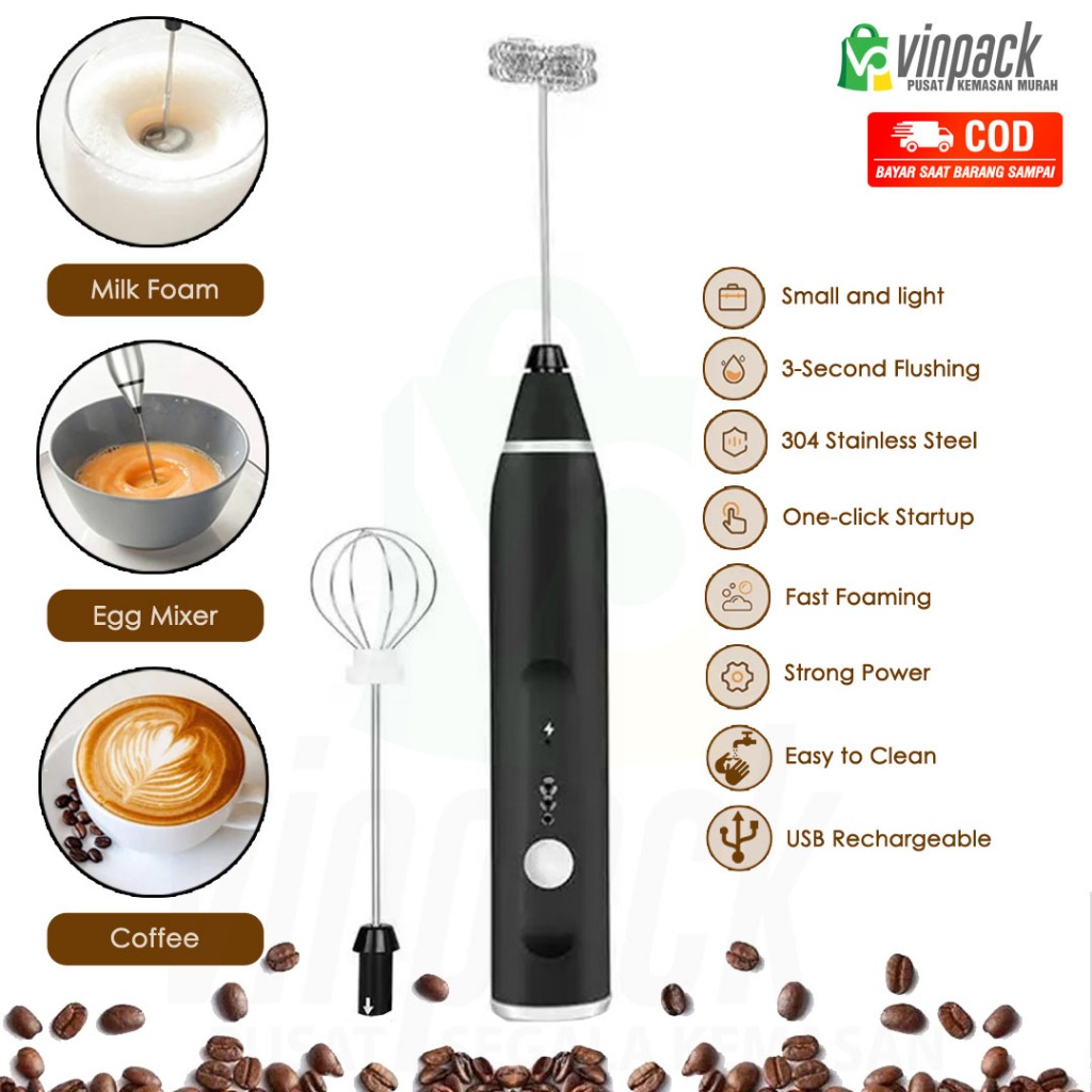 ZEBRE Electric Milk Frother, Handheld Rechargeable 3 Speed Foam Maker  Blender Mixer with Durable Stainless Stand for Coffee, Latte, Cappuccino,  Hot