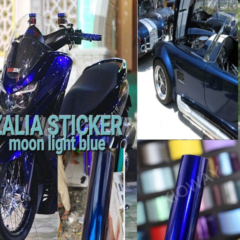 Jual Stiker Skotlet Hitam Lembayung Biru Scotlite Motor Moonlight Blue Sticker Motor Hitam