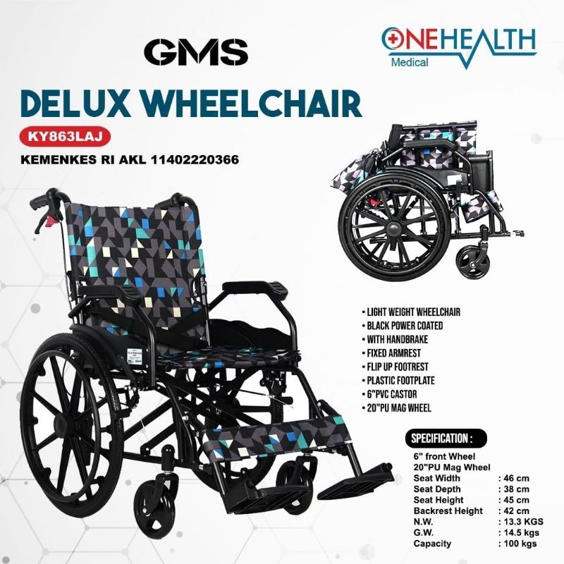Jual Wheelchair Kursi Roda Standar Rumah Sakit Gea SELLA KY 875 809 B