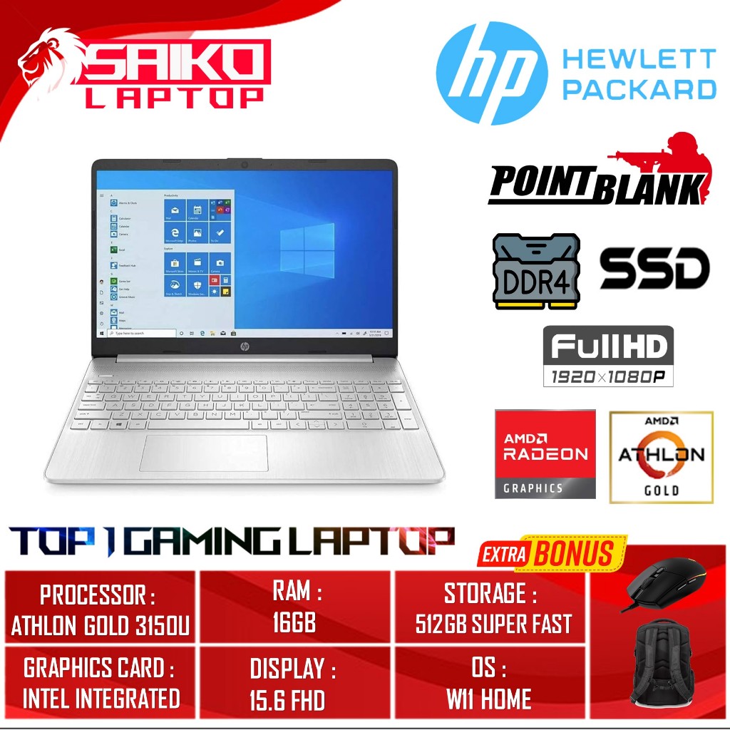 Jual Promo Laptop Hp 15 Amd Athlon Gold 3150u Ram 16gb Ssd 512gb 156 Fhd Windows 11 Home 8926