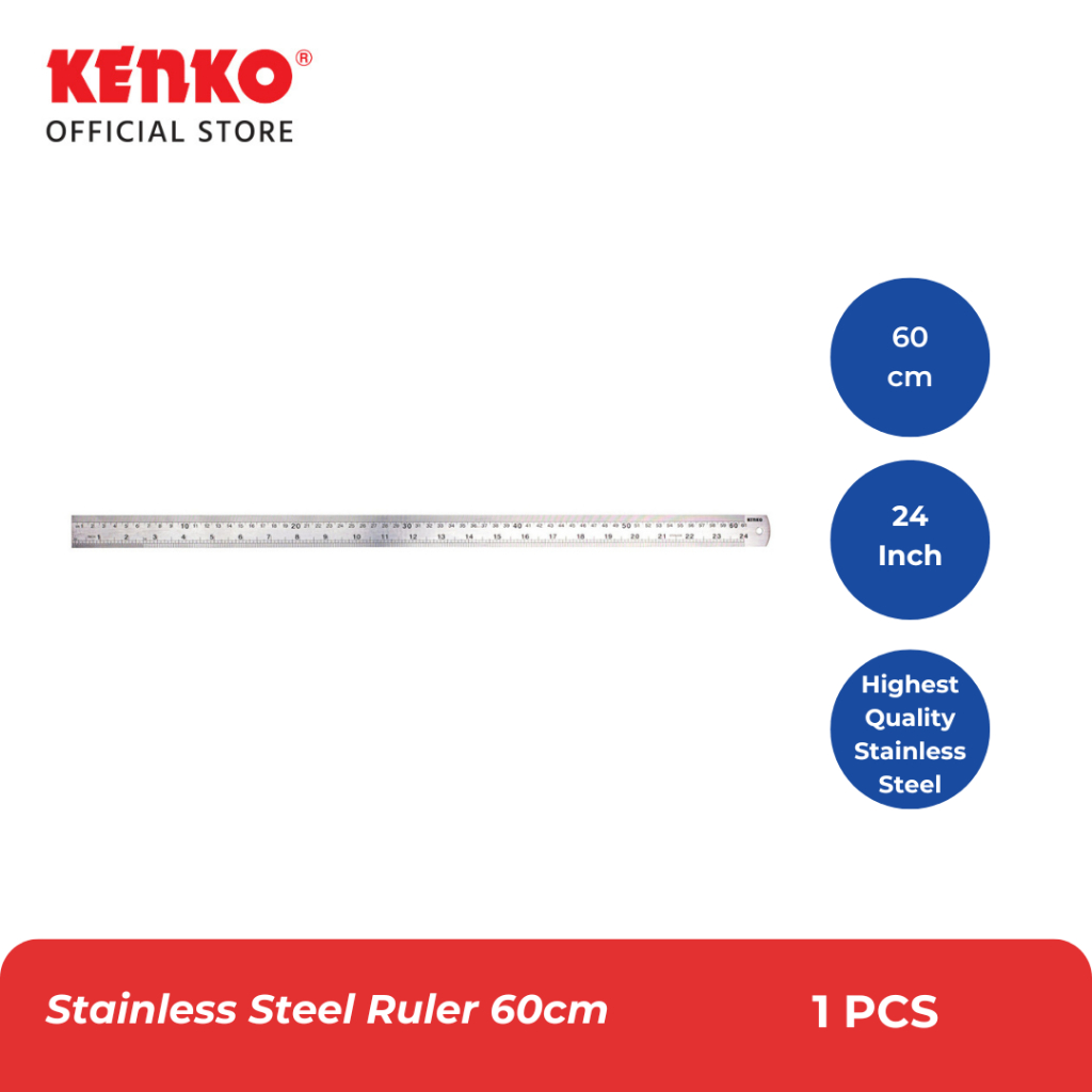 Jual KENKO STAINLESS STEEL RULER / Penggaris Besi 60CM | Shopee Indonesia