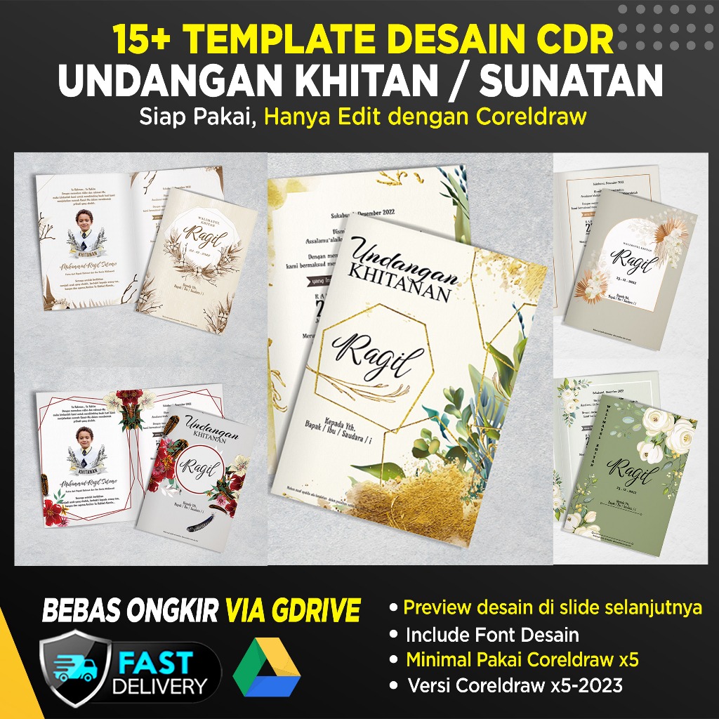 Jual Template Undangan Khitan Cetak CDR Desain Bunga | Shopee Indonesia