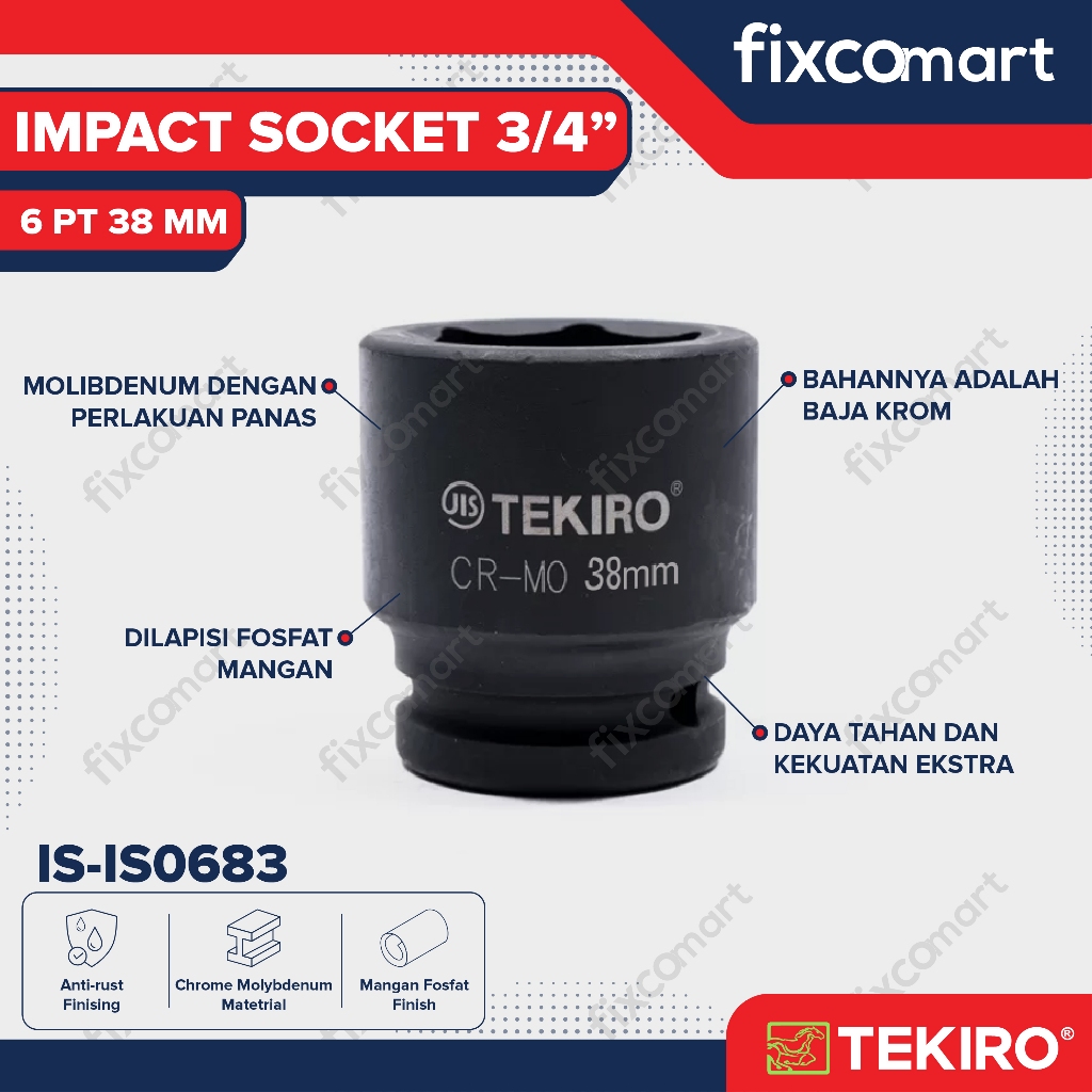Jual Tekiro Impact Socket 3/4 inch 6 PT 38 mm | Shopee Indonesia