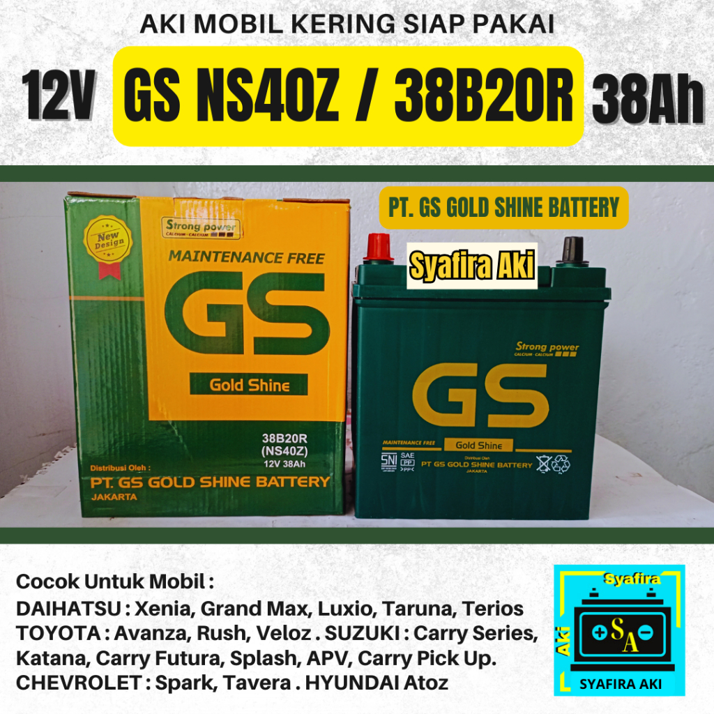 Jual AKI MOBIL VELOZ, AVANZA, RUSH, GRAND MAX, XENIA NS40Z GS MF 12V