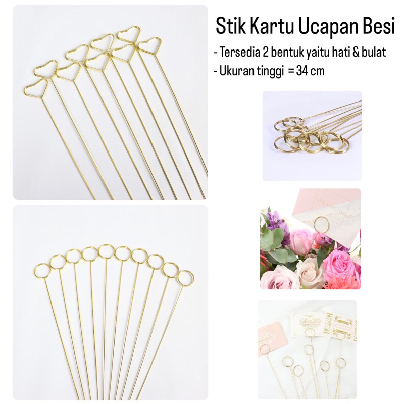 Jual Stik Kartu Ucapan Besi (34cm) untuk Buket / Greeting Card Stick ...