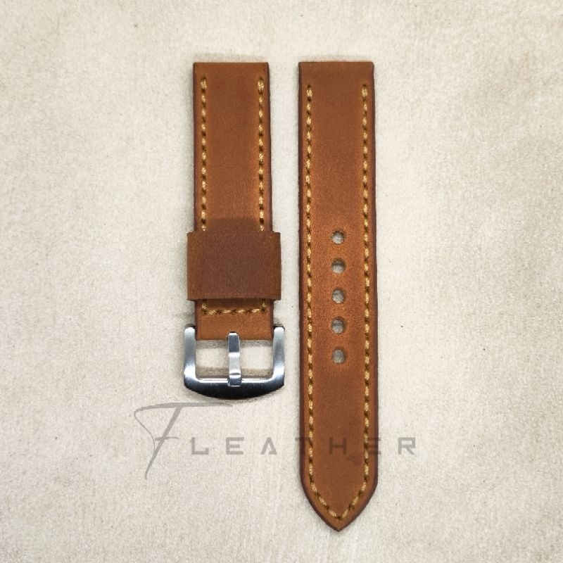 Jual strap jam tangan kulit asli tan klasik full jahit | Shopee Indonesia