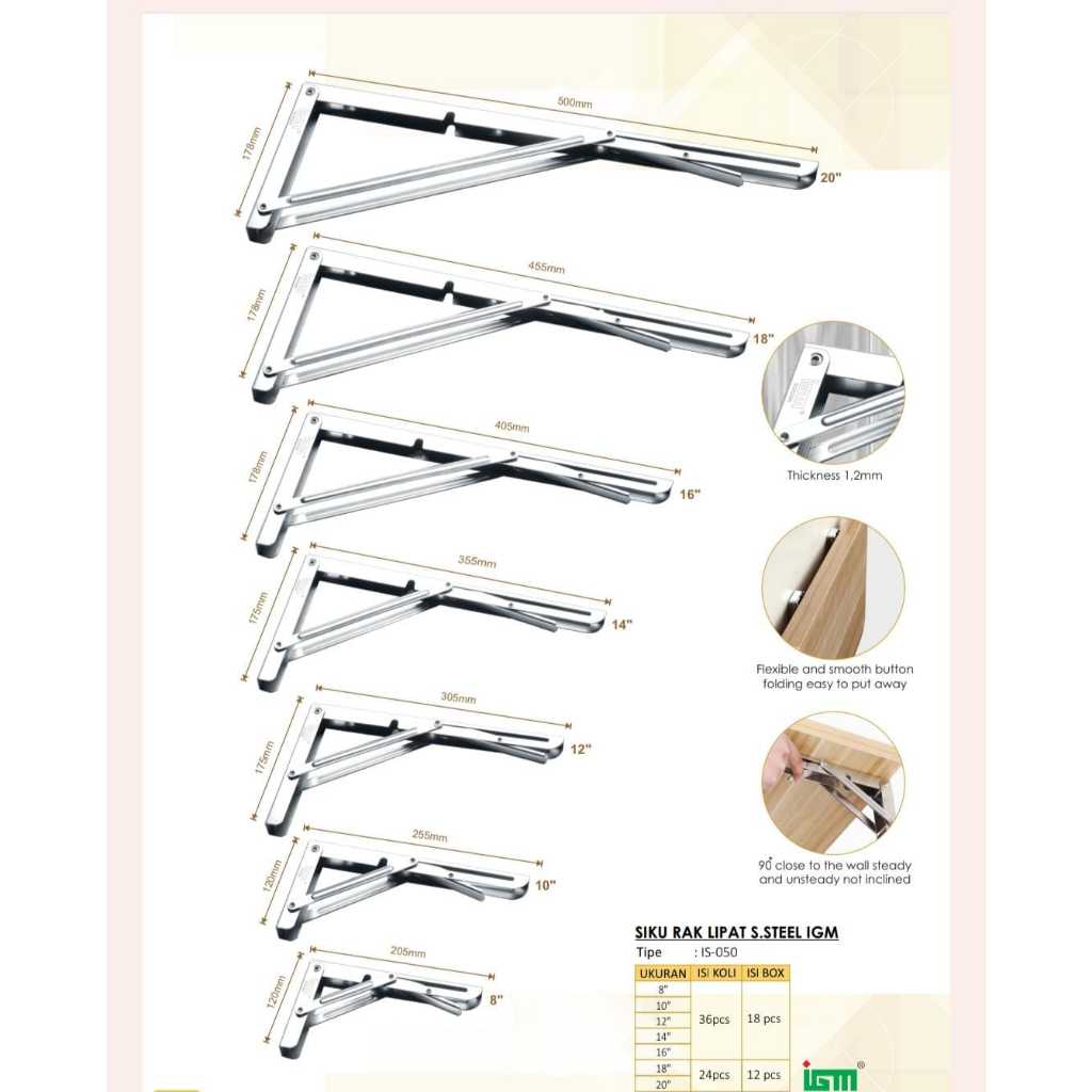 Jual Siku rak lipat asli stainless IGM /set isi 2 | Shopee Indonesia