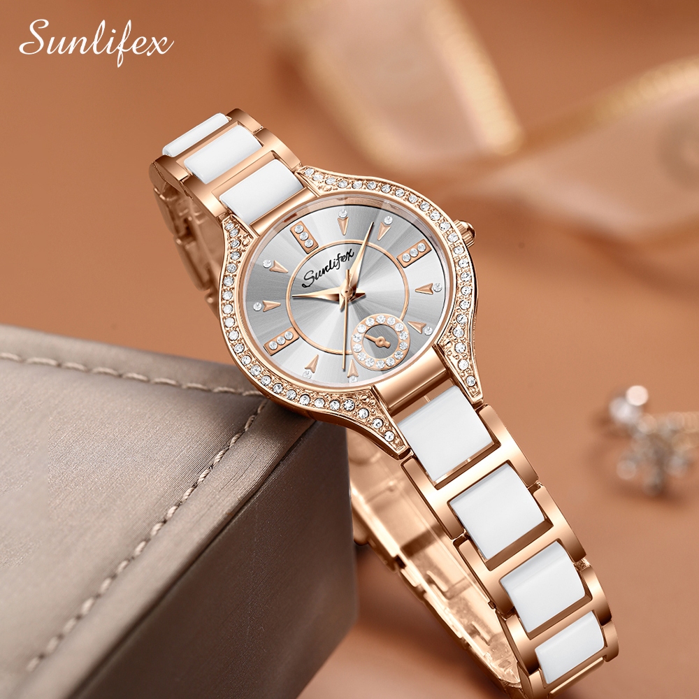 Jual Sunlifex Jam Tangan Wanita Besi Rantai Analog Terbaru 8010 Mode