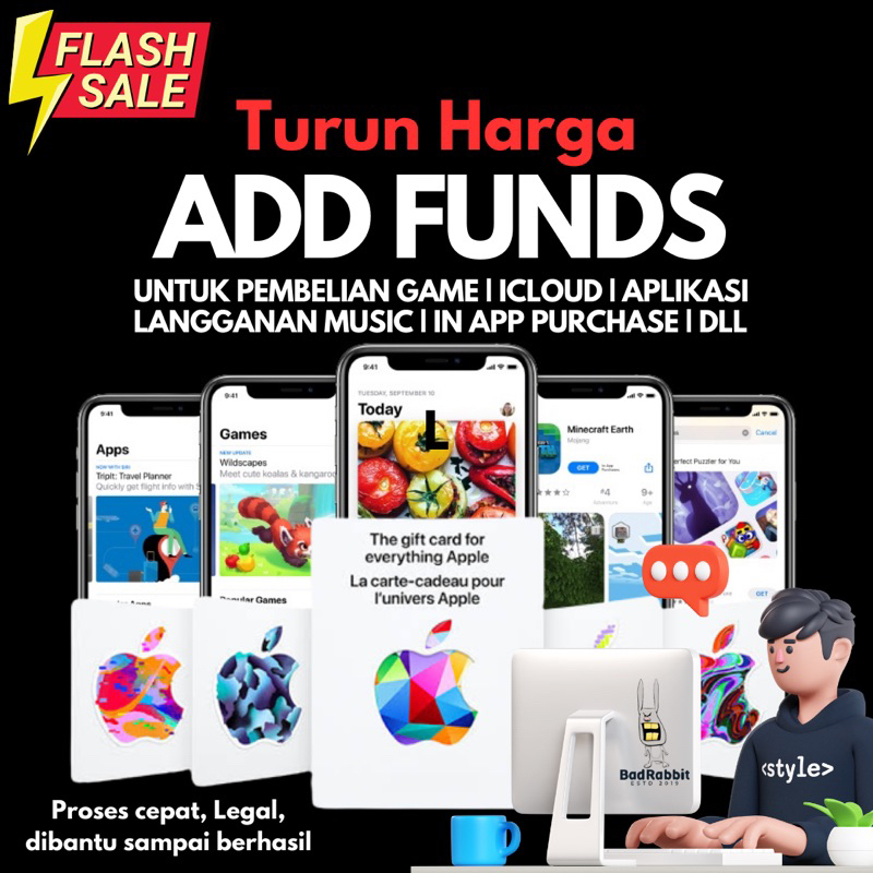 Saldo Add Funds, Bisa Untuk Beli, Music, Icloud, Beli App dll, Region Indonesia