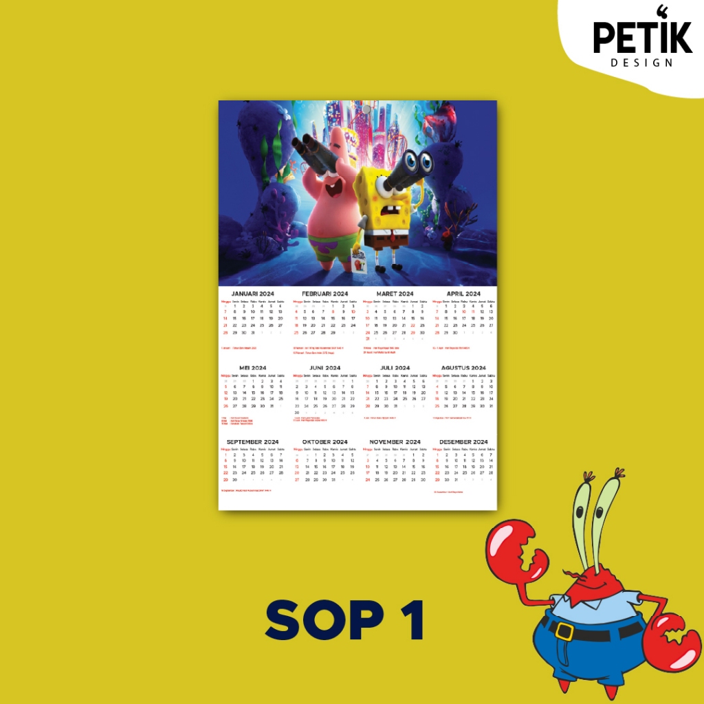 Jual Kalender Dinding Poster Spongebob Squarepants 2024 Shopee Indonesia