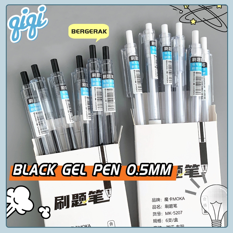 Jual Pena hitam/Black Gel Pen 0.5mm Pen Pulpen Gel Retractable Tinta
