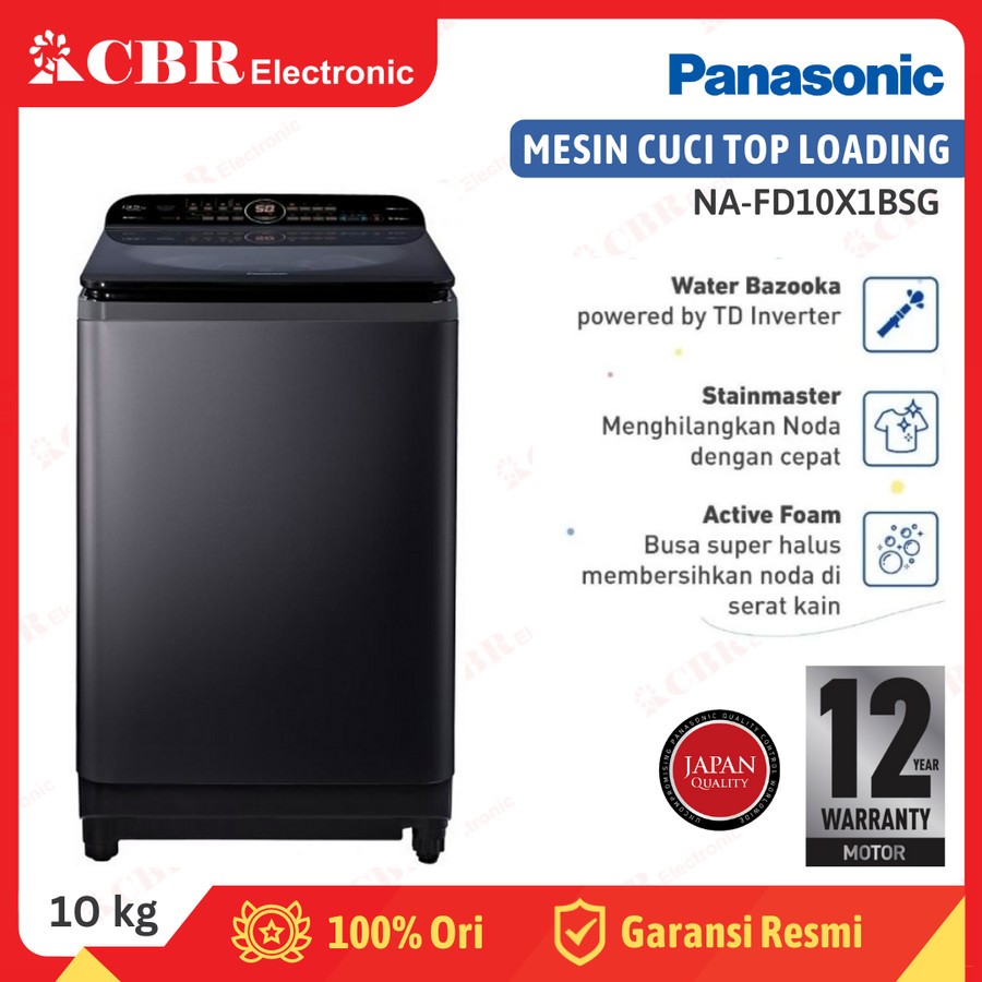 Jual Mesin Cuci PANASONIC Top Loading 10 Kg NA-FD10X1BSG (Inverter ...