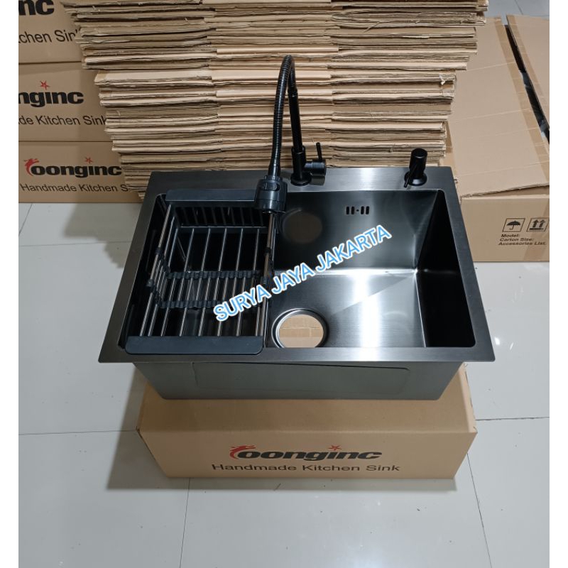 Jual Paket Komplit Kitchen Sink LOONGING 6045 Hitam Paket Komplit Kitchen Sink 6045 Black