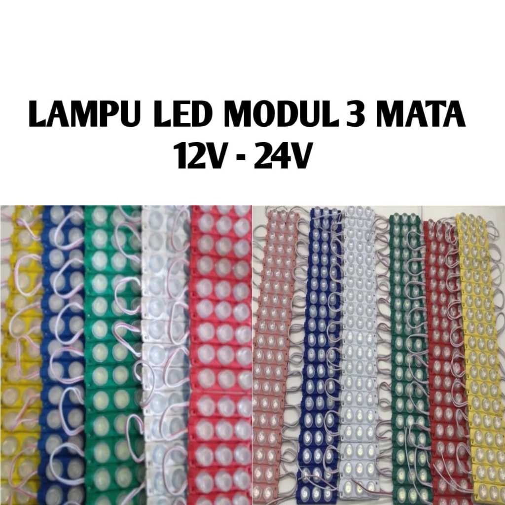 Jual Lampu LED Modul Module Strip Cob 3 Mata Titik Besar 12V 24V 3V