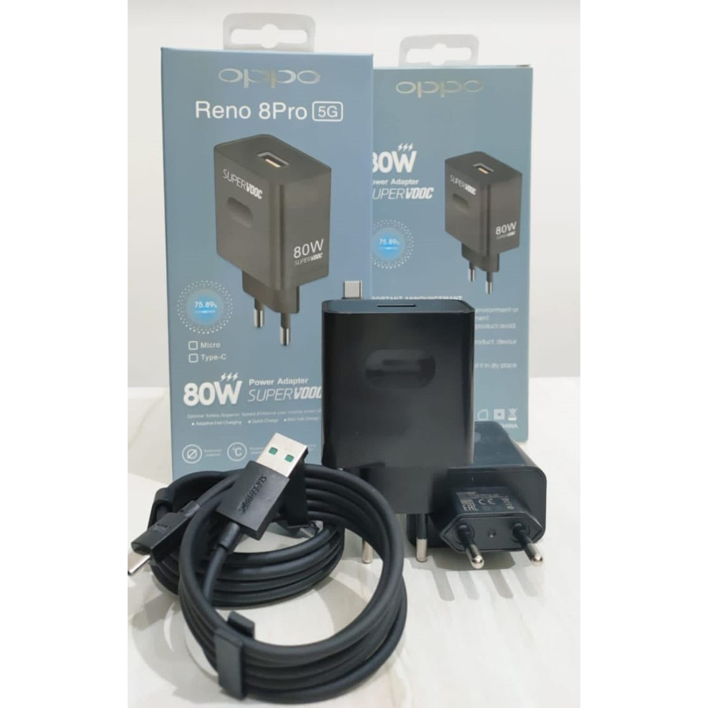 Jual Travel Charger OPPO Reno 8 Pro 5G 80W new Super VOOC micro dan ...