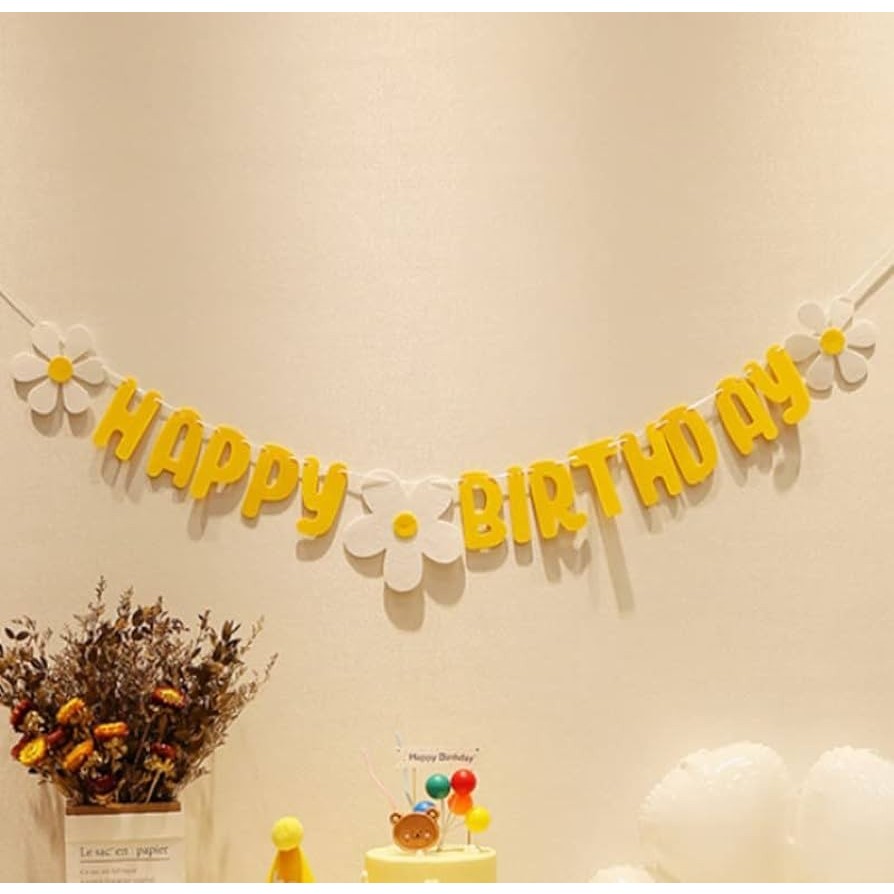 Jual bunting flag banner bunga matahari lucu daysi daisy birthday