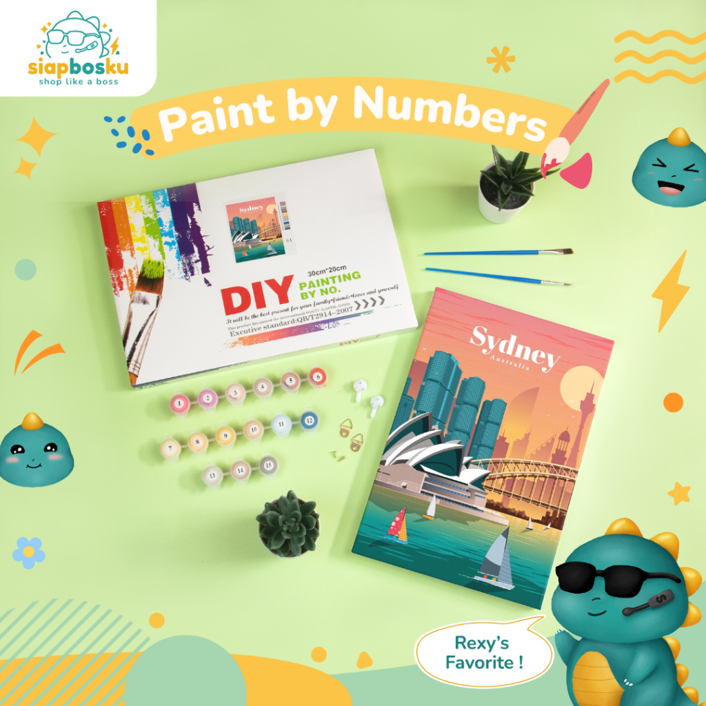Jual PAINT BY NUMBER 20x30 CM AESTHETIC KANVAS LUKIS CITIES LANDSCAPE