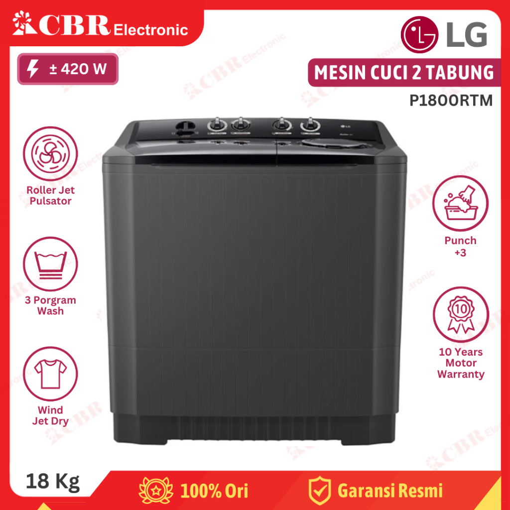 Jual Mesin Cuci LG 2 Tabung 18 Kg P1800RTM | Shopee Indonesia