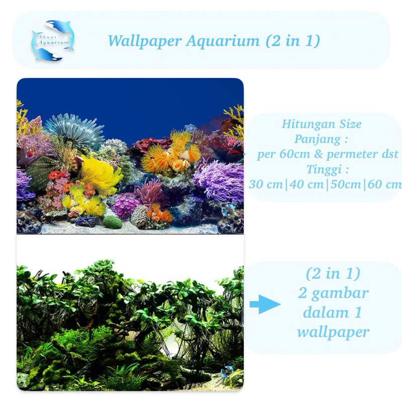 Jual WALLPAPER AQUARIUM 3D CORAL UKURAN 30CM 50CM 60CM BACKGROUND