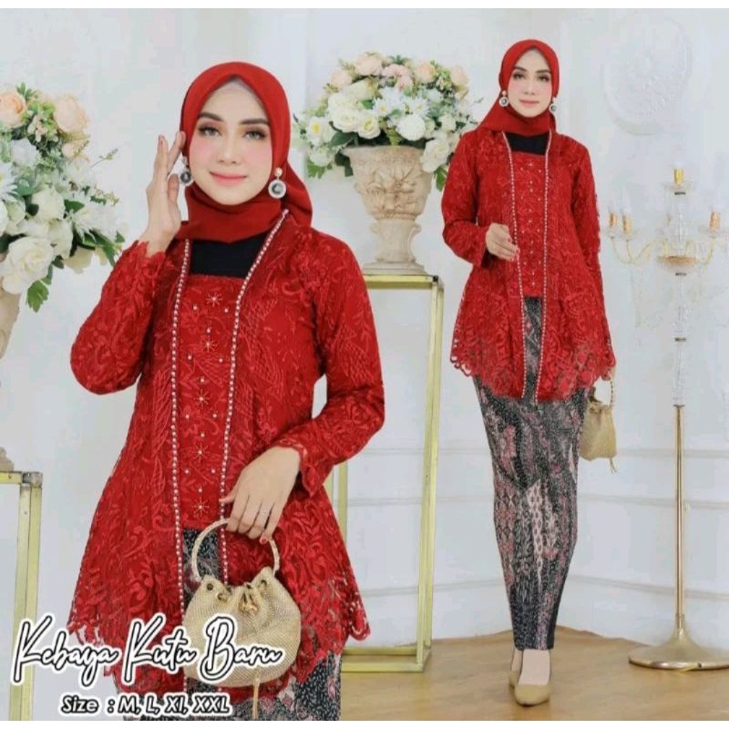 Jual Kebaya Kutu Baru Payet Set Kebaya Kutu Baru Floy Brukat Kebaya ...