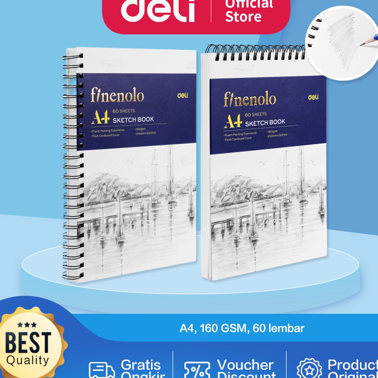 Jual Murah Banget Deli Sketch Book / Buku Gambar Sketsa A4 160GSM 60 ...