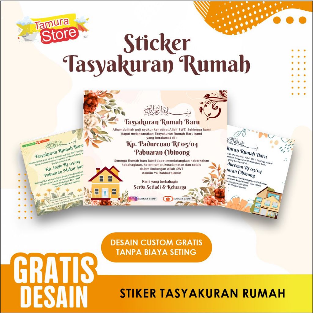 Jual Stiker / kartu syukuran pindah rumah, Stiker tasyakuran rumah baru