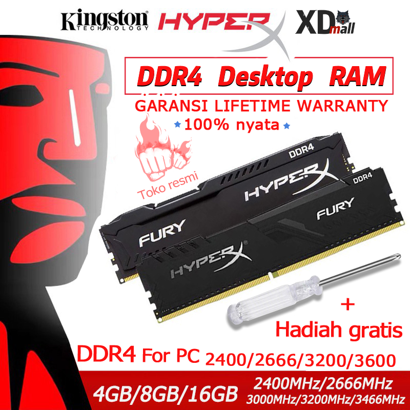 Jual KINGSTON HyperX FURY RAM DDR4 4GB 8GB 16GB 2400Mhz 2666Mhz 3200Mhz ...