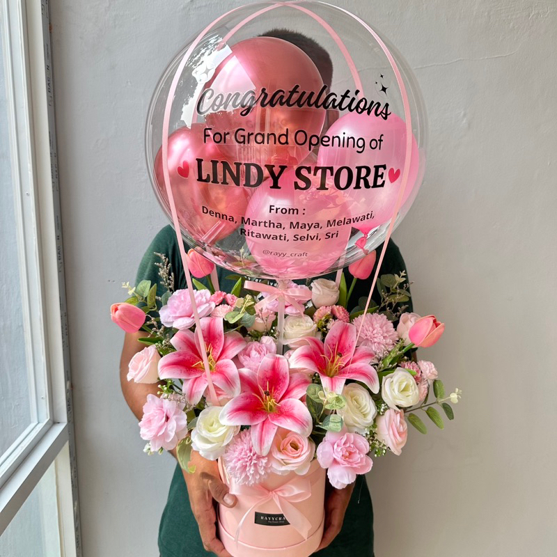 Jual BOX BALON PVC BUNGA ARTIFICIAL KADO OPENING ULTAH | Shopee Indonesia